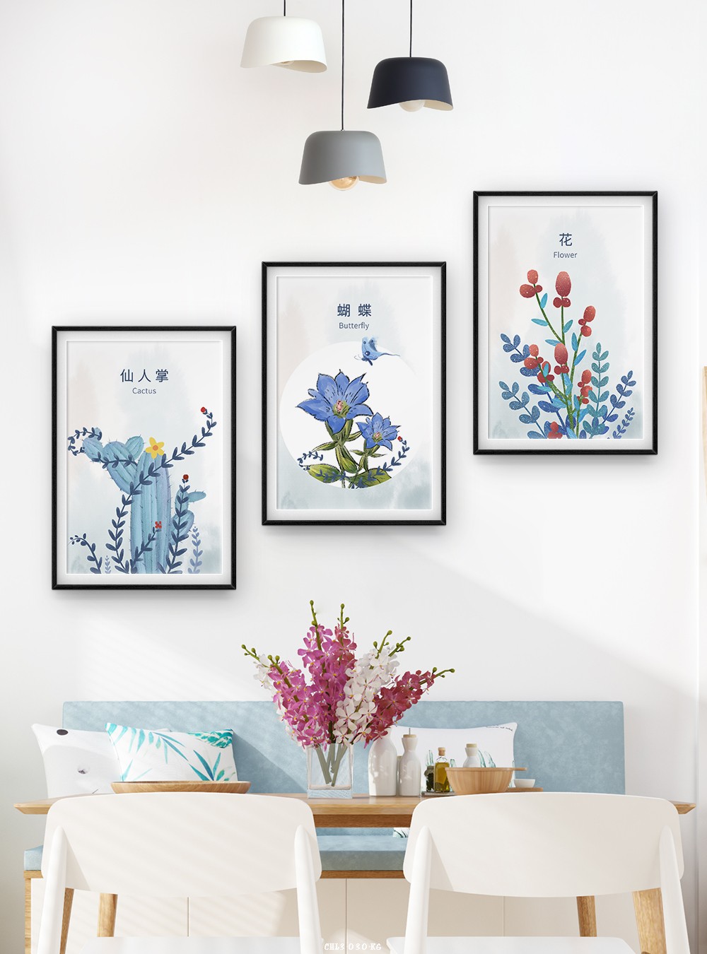 Hoa lá tranh vẽ CHL3-030-KG